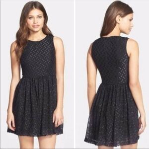 French Connection Black Glitter Dot Burnout Dress